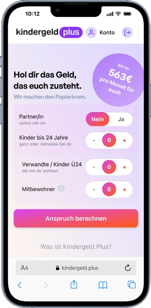 kindergeld.plus auf dem iPhone: Anspruch berechnen
